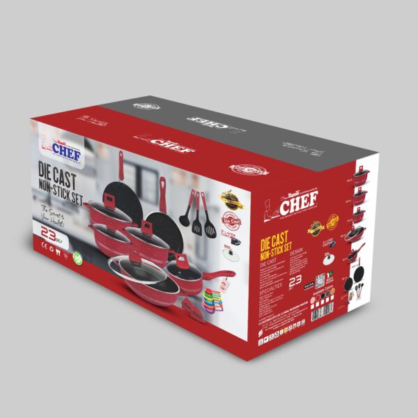 Majestic Chef Marble Coating DIE CAST NONSTICK COOKWARE SET-(23PCS) - Copper - Image 3
